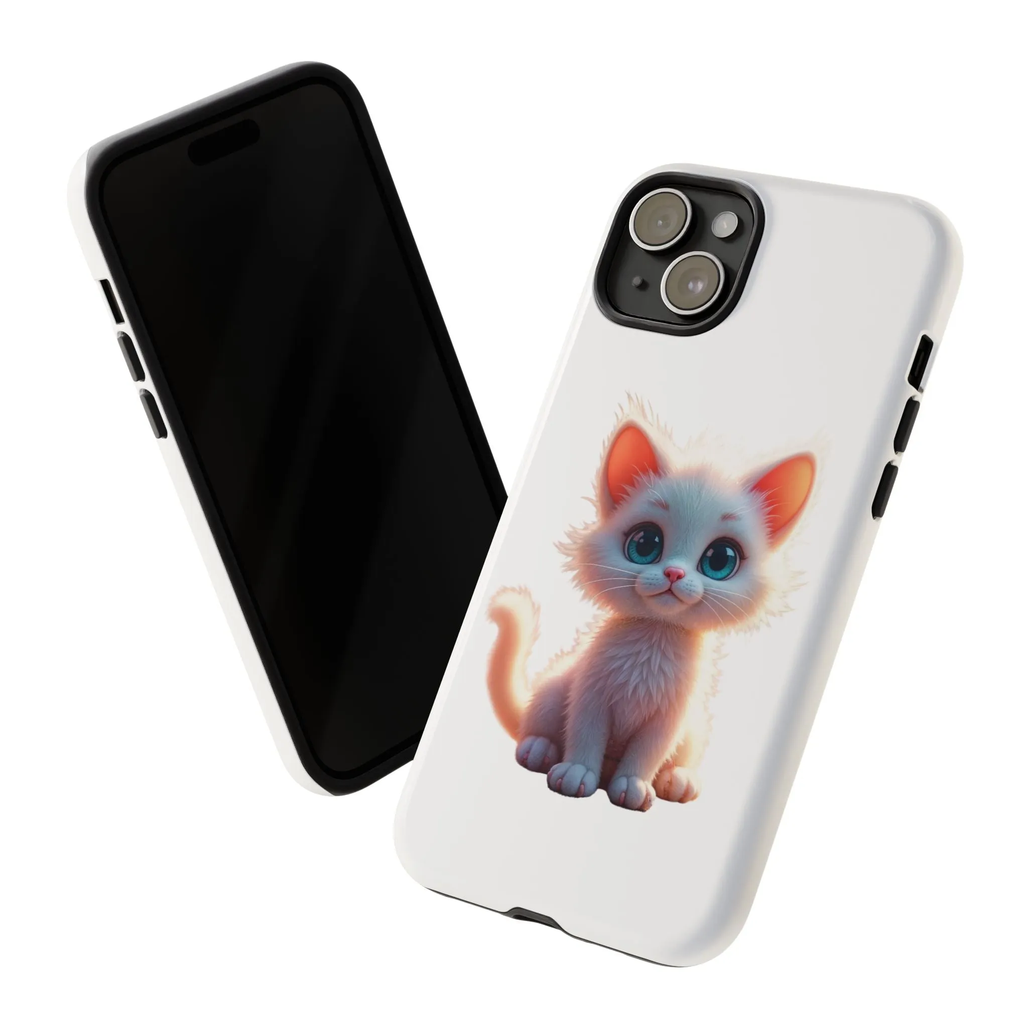 Tough Cases -  iPhone, Samsung Galaxy, and Google Pixel devices with premium-quality custom protective phone cases. A cute white kitten sitting up with blue eyes