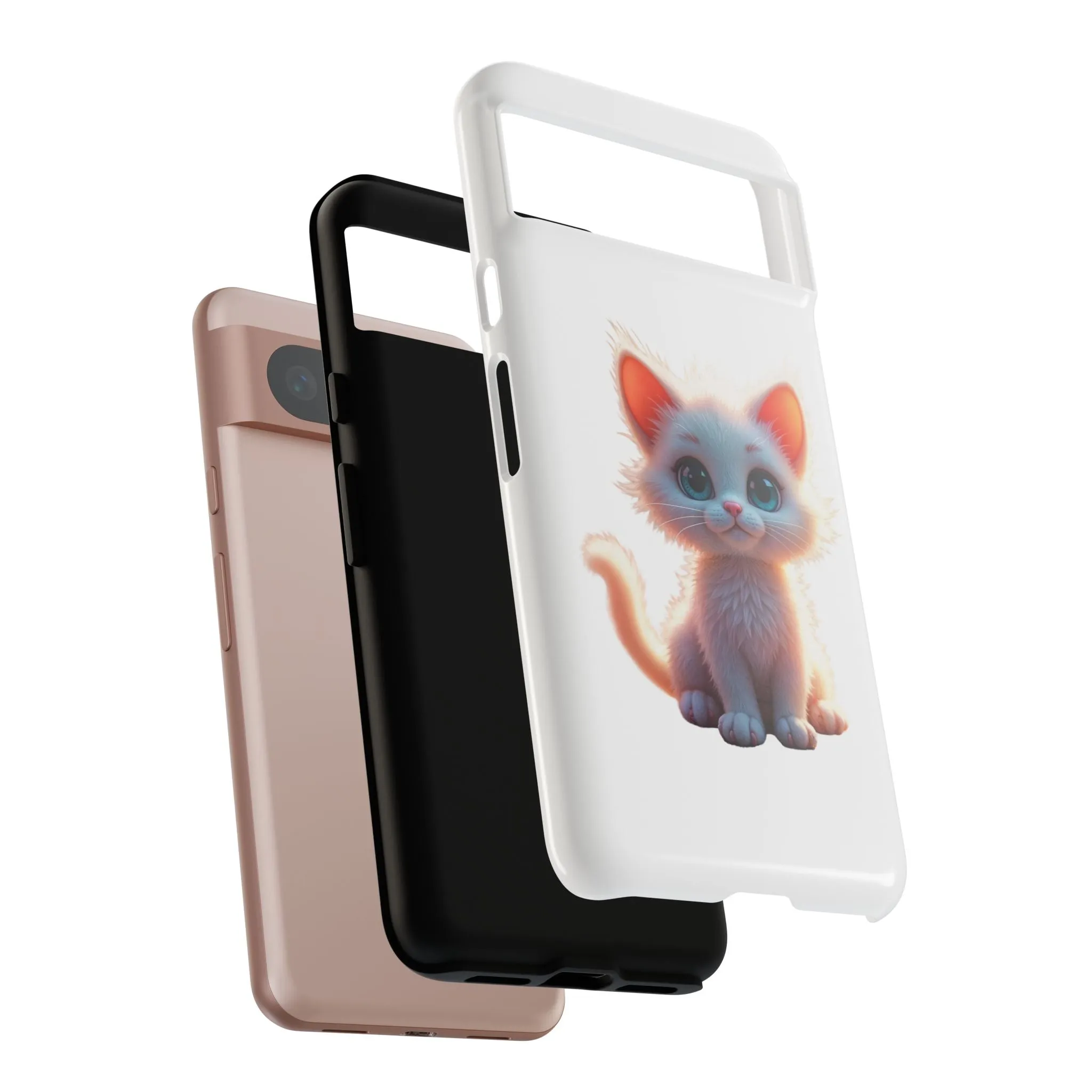 Tough Cases -  iPhone, Samsung Galaxy, and Google Pixel devices with premium-quality custom protective phone cases. A cute white kitten sitting up with blue eyes