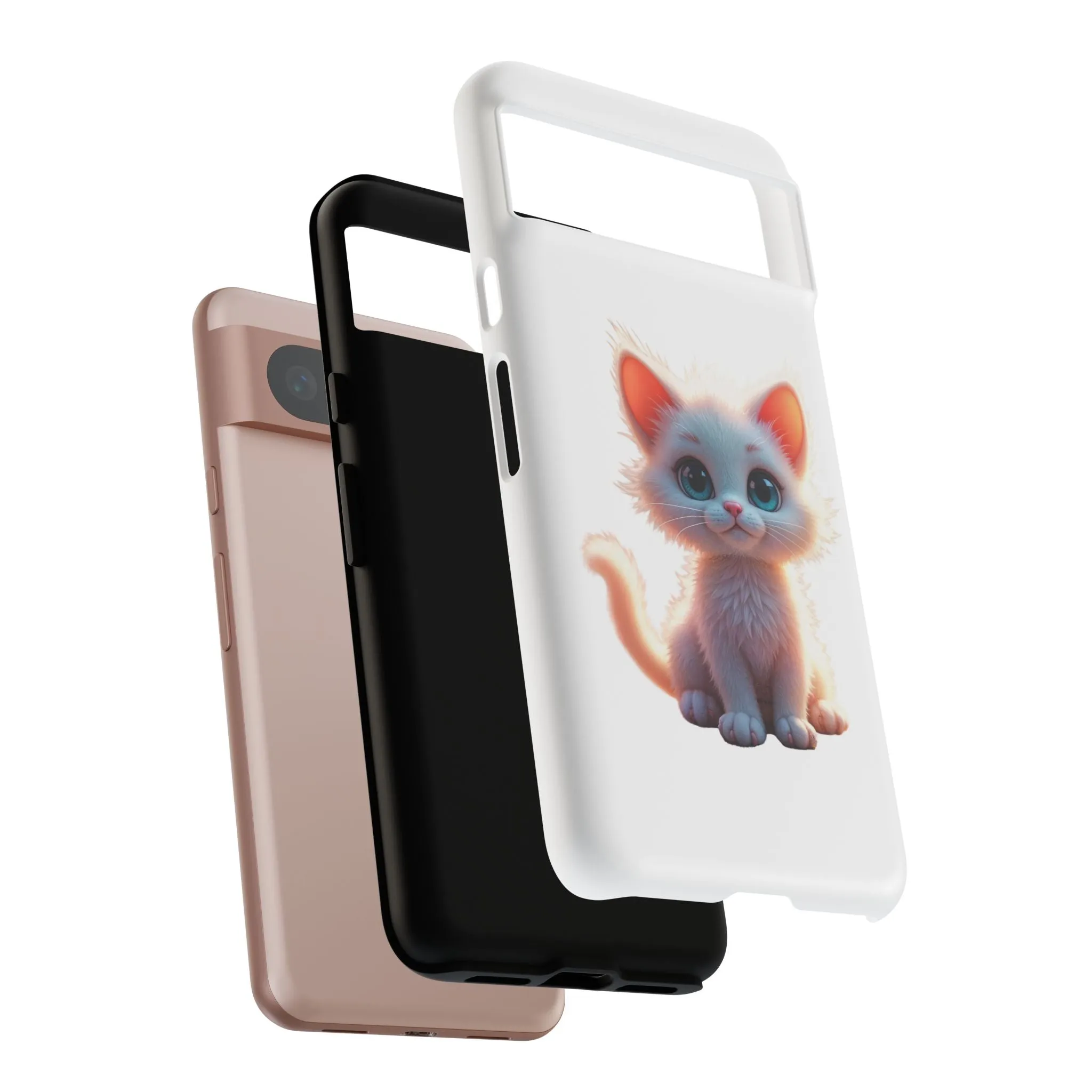 Tough Cases -  iPhone, Samsung Galaxy, and Google Pixel devices with premium-quality custom protective phone cases. A cute white kitten sitting up with blue eyes