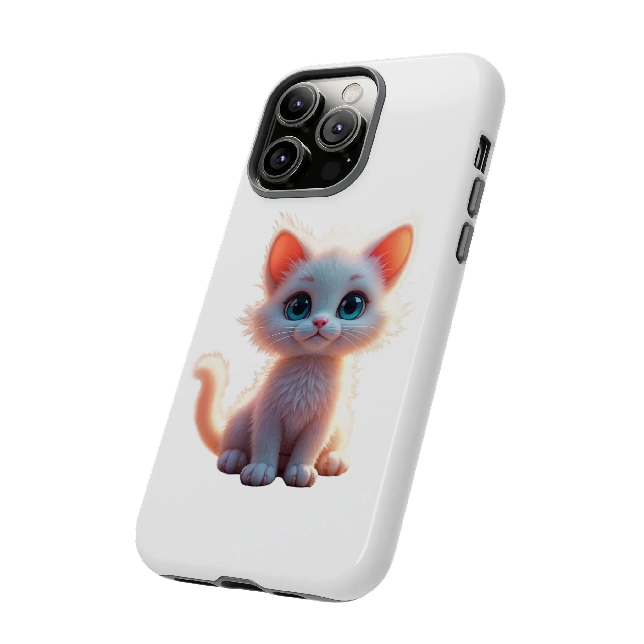Tough Cases -  iPhone, Samsung Galaxy, and Google Pixel devices with premium-quality custom protective phone cases. A cute white kitten sitting up with blue eyes