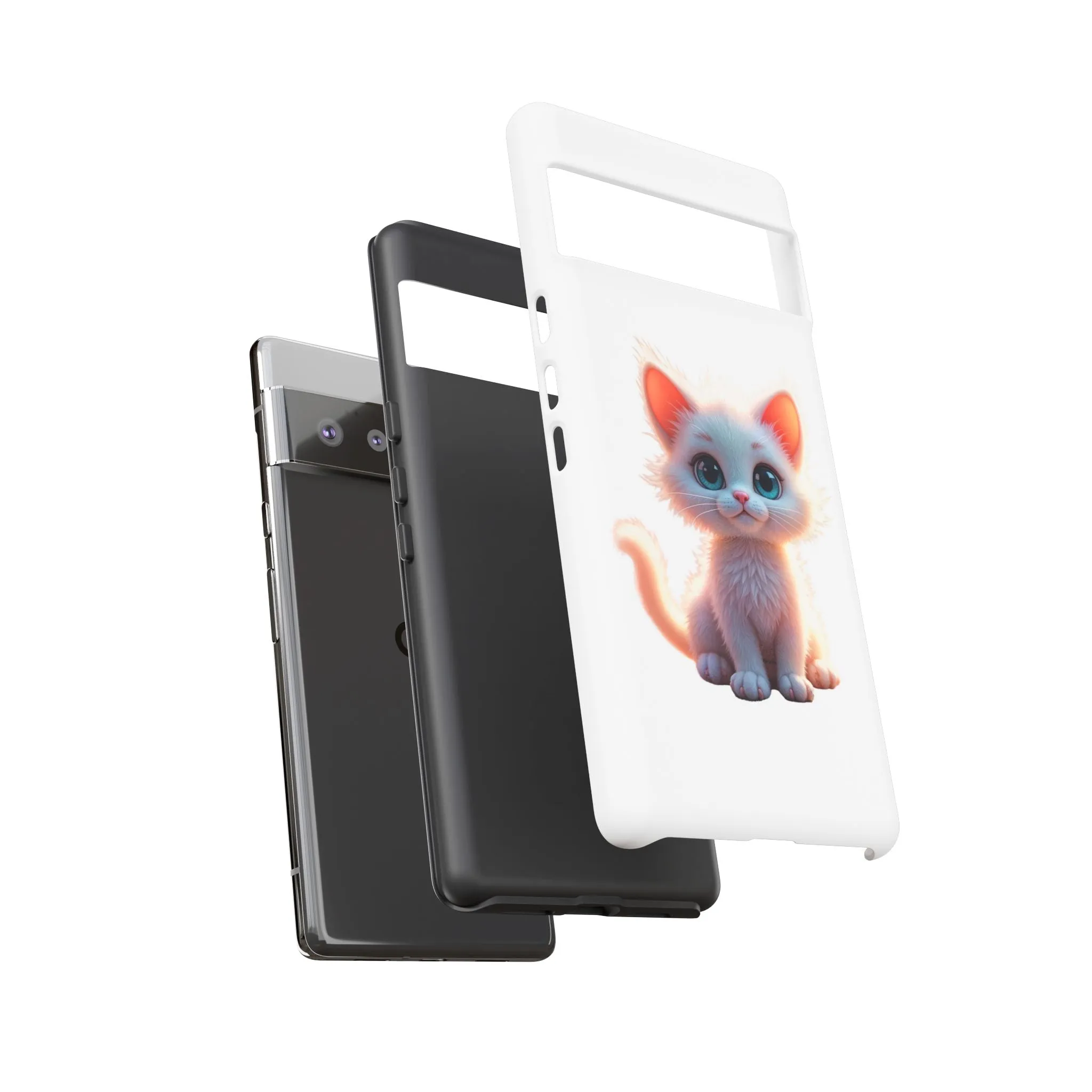 Tough Cases -  iPhone, Samsung Galaxy, and Google Pixel devices with premium-quality custom protective phone cases. A cute white kitten sitting up with blue eyes