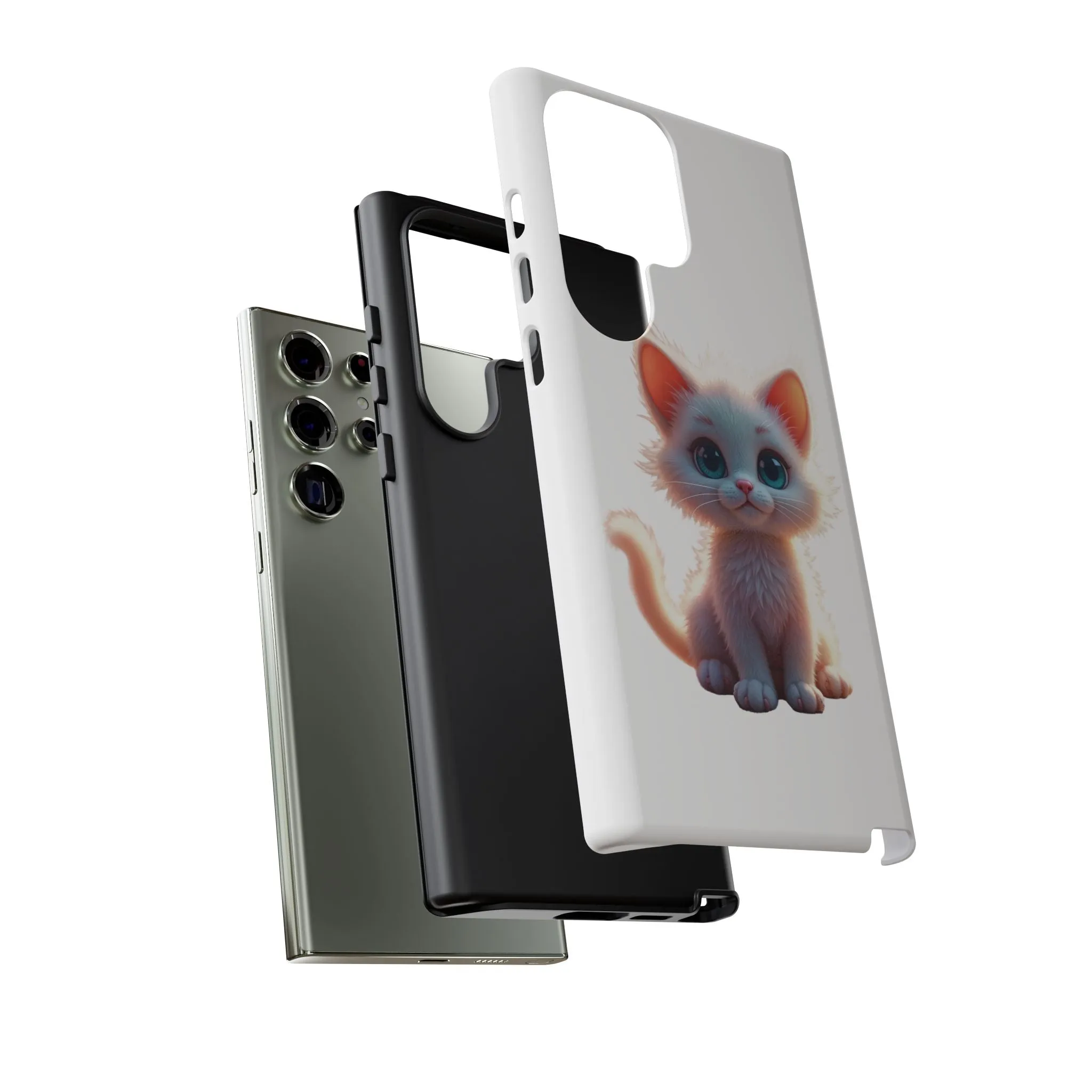 Tough Cases -  iPhone, Samsung Galaxy, and Google Pixel devices with premium-quality custom protective phone cases. A cute white kitten sitting up with blue eyes