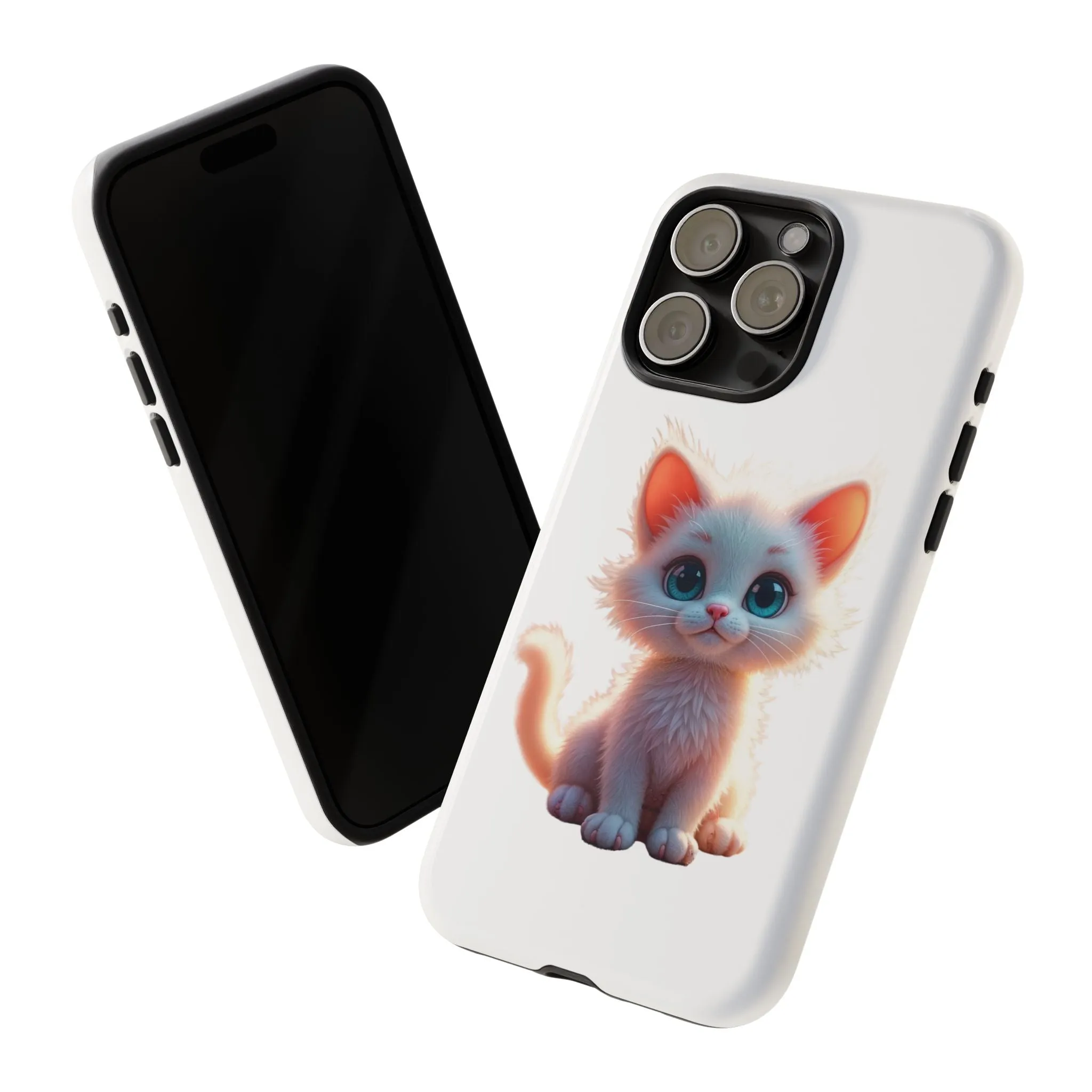 Tough Cases -  iPhone, Samsung Galaxy, and Google Pixel devices with premium-quality custom protective phone cases. A cute white kitten sitting up with blue eyes