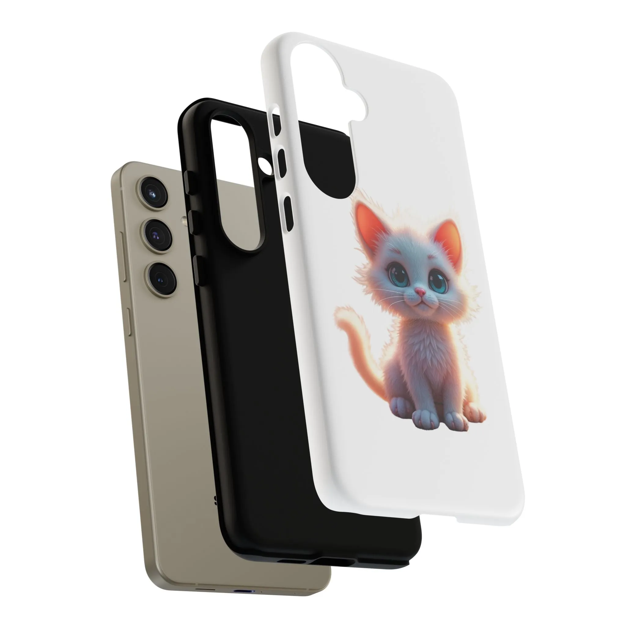 Tough Cases -  iPhone, Samsung Galaxy, and Google Pixel devices with premium-quality custom protective phone cases. A cute white kitten sitting up with blue eyes