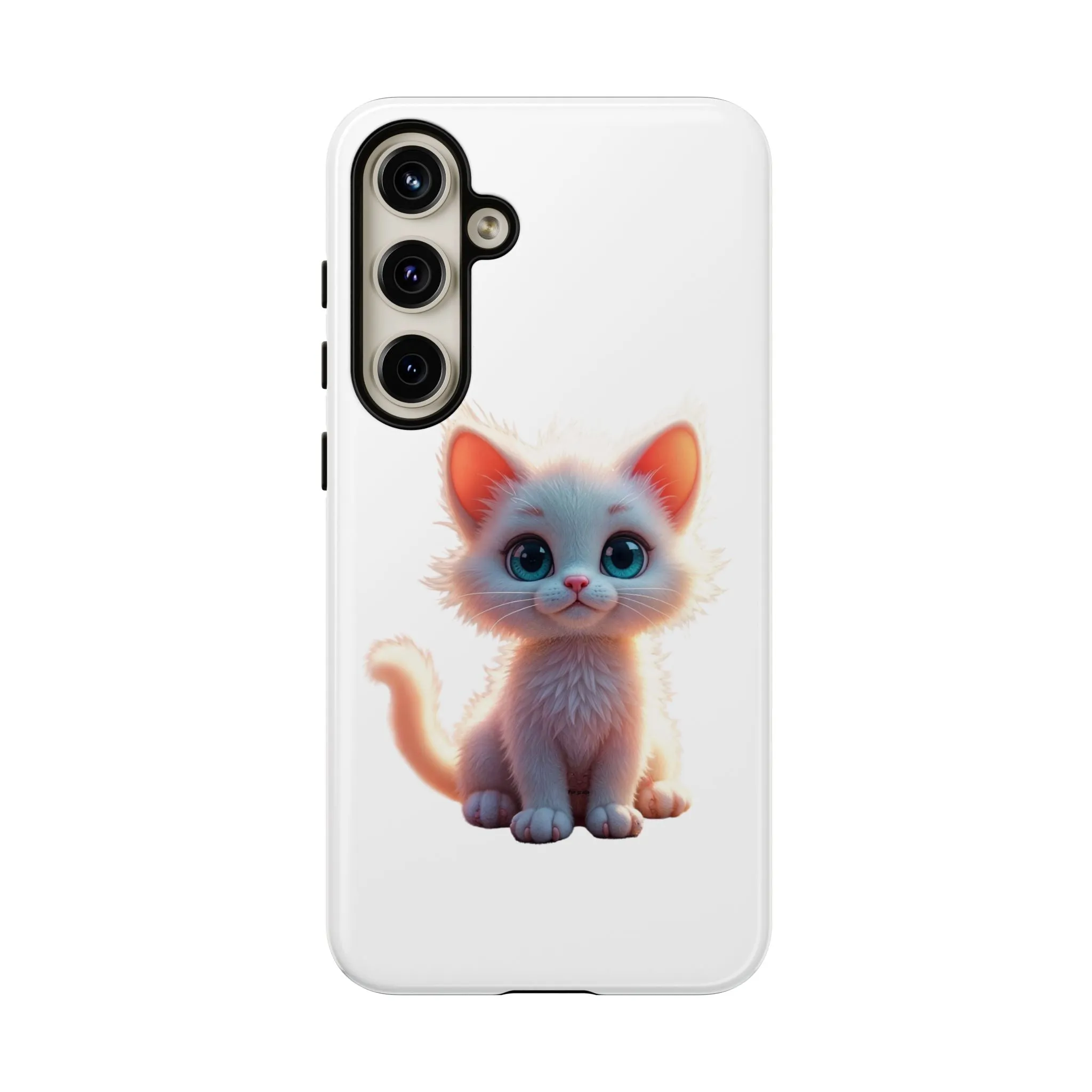 Tough Cases -  iPhone, Samsung Galaxy, and Google Pixel devices with premium-quality custom protective phone cases. A cute white kitten sitting up with blue eyes