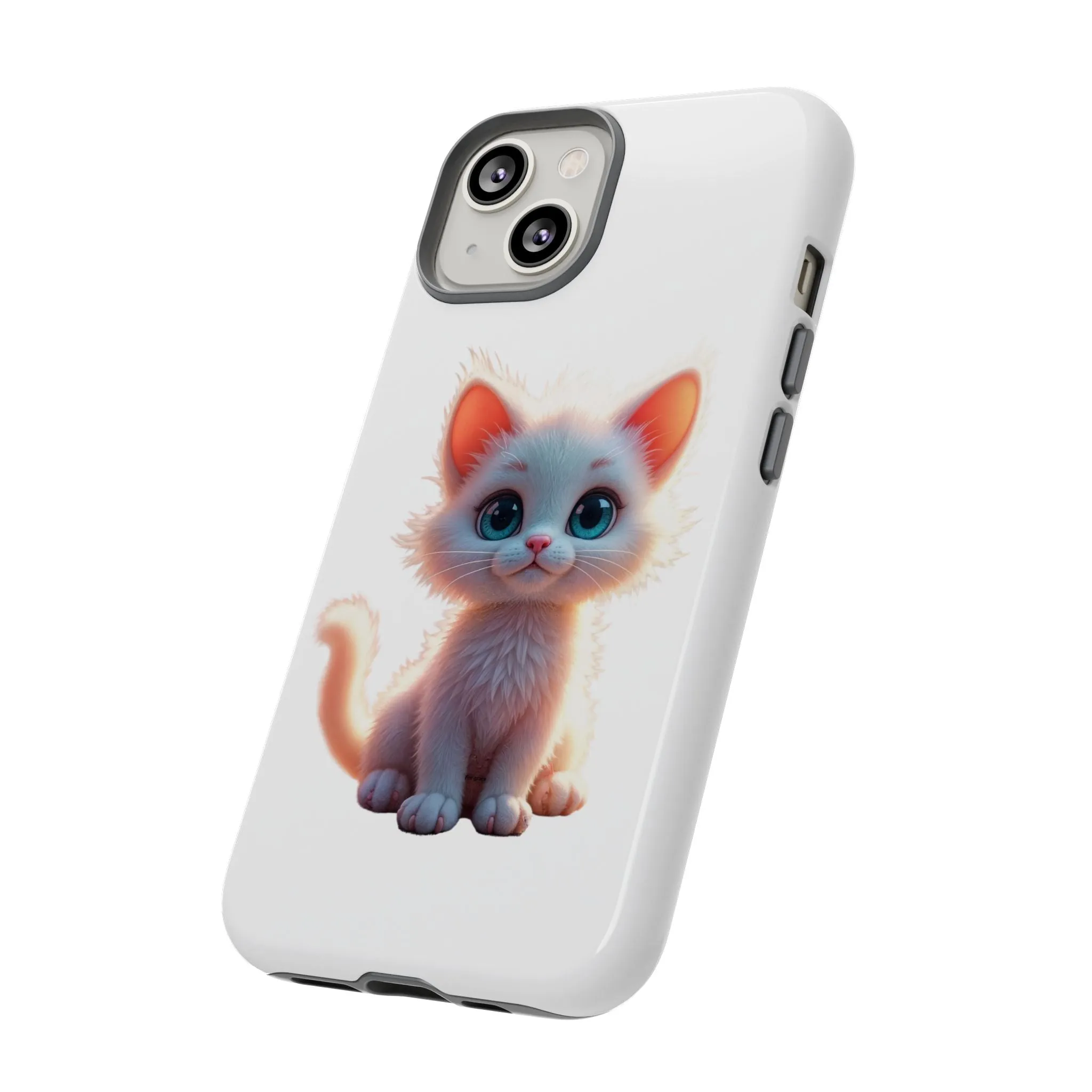 Tough Cases -  iPhone, Samsung Galaxy, and Google Pixel devices with premium-quality custom protective phone cases. A cute white kitten sitting up with blue eyes