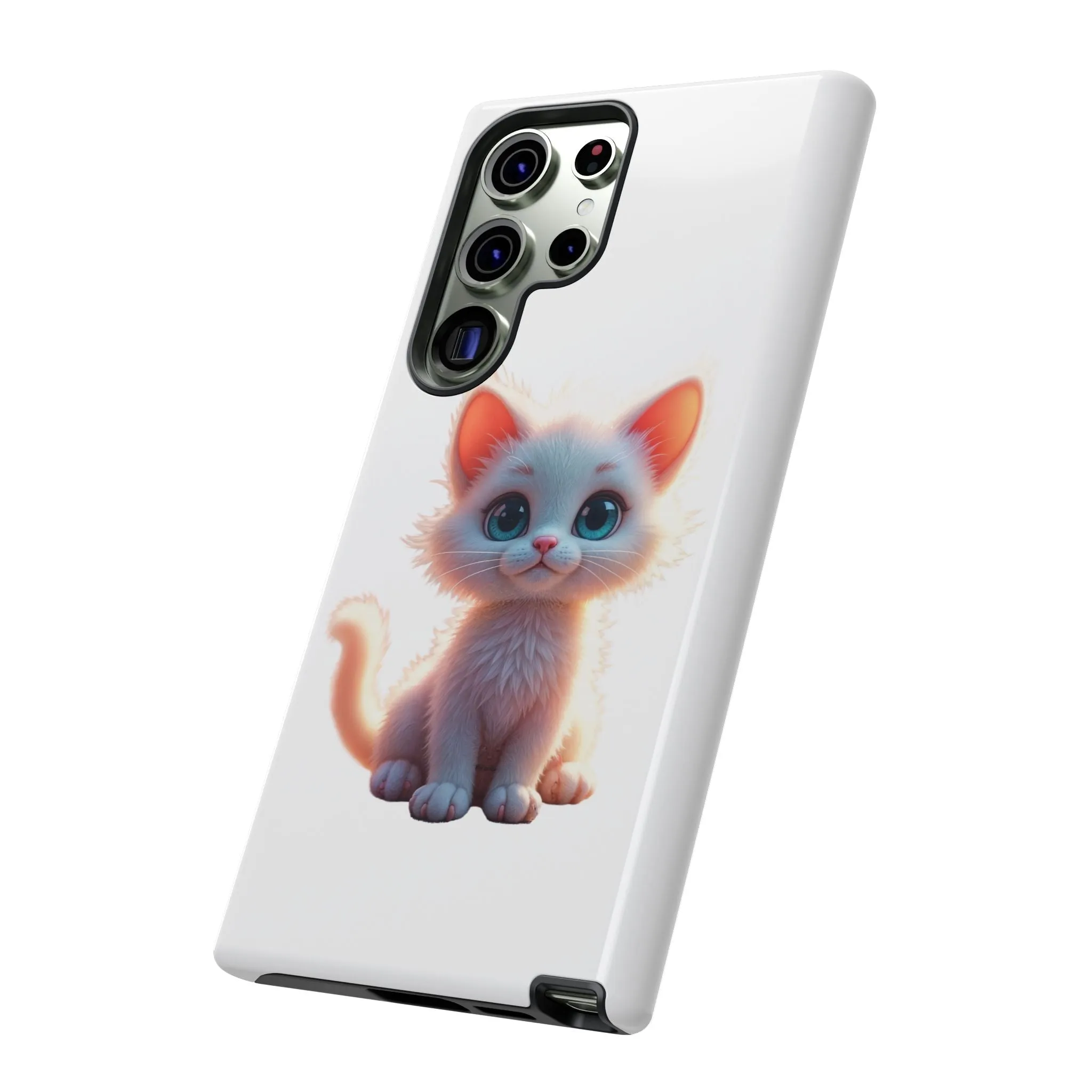 Tough Cases -  iPhone, Samsung Galaxy, and Google Pixel devices with premium-quality custom protective phone cases. A cute white kitten sitting up with blue eyes
