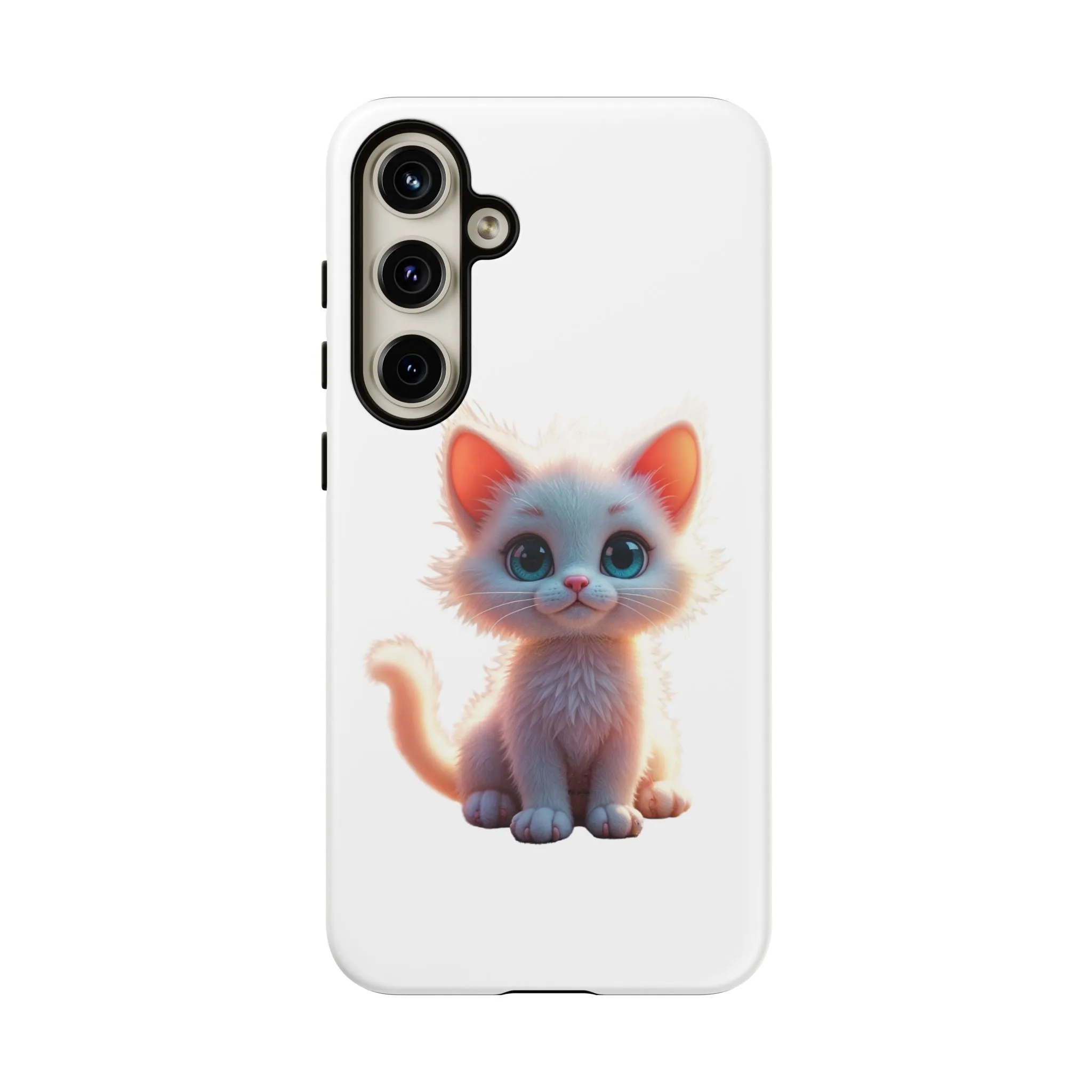Tough Cases -  iPhone, Samsung Galaxy, and Google Pixel devices with premium-quality custom protective phone cases. A cute white kitten sitting up with blue eyes