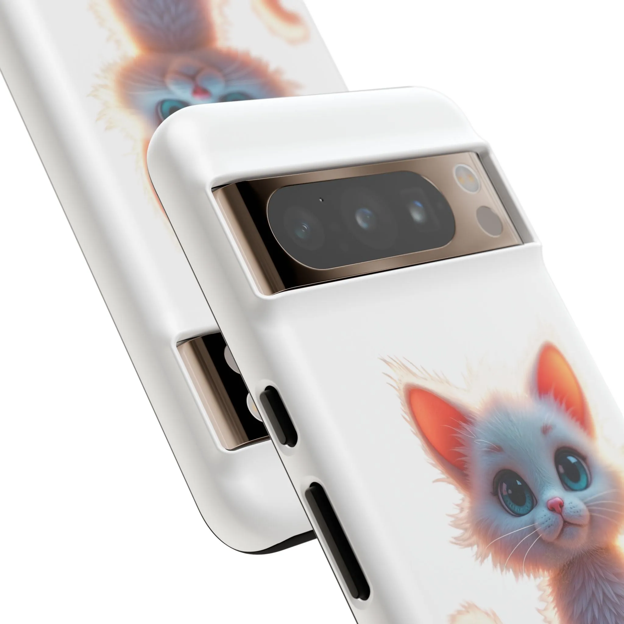 Tough Cases -  iPhone, Samsung Galaxy, and Google Pixel devices with premium-quality custom protective phone cases. A cute white kitten sitting up with blue eyes