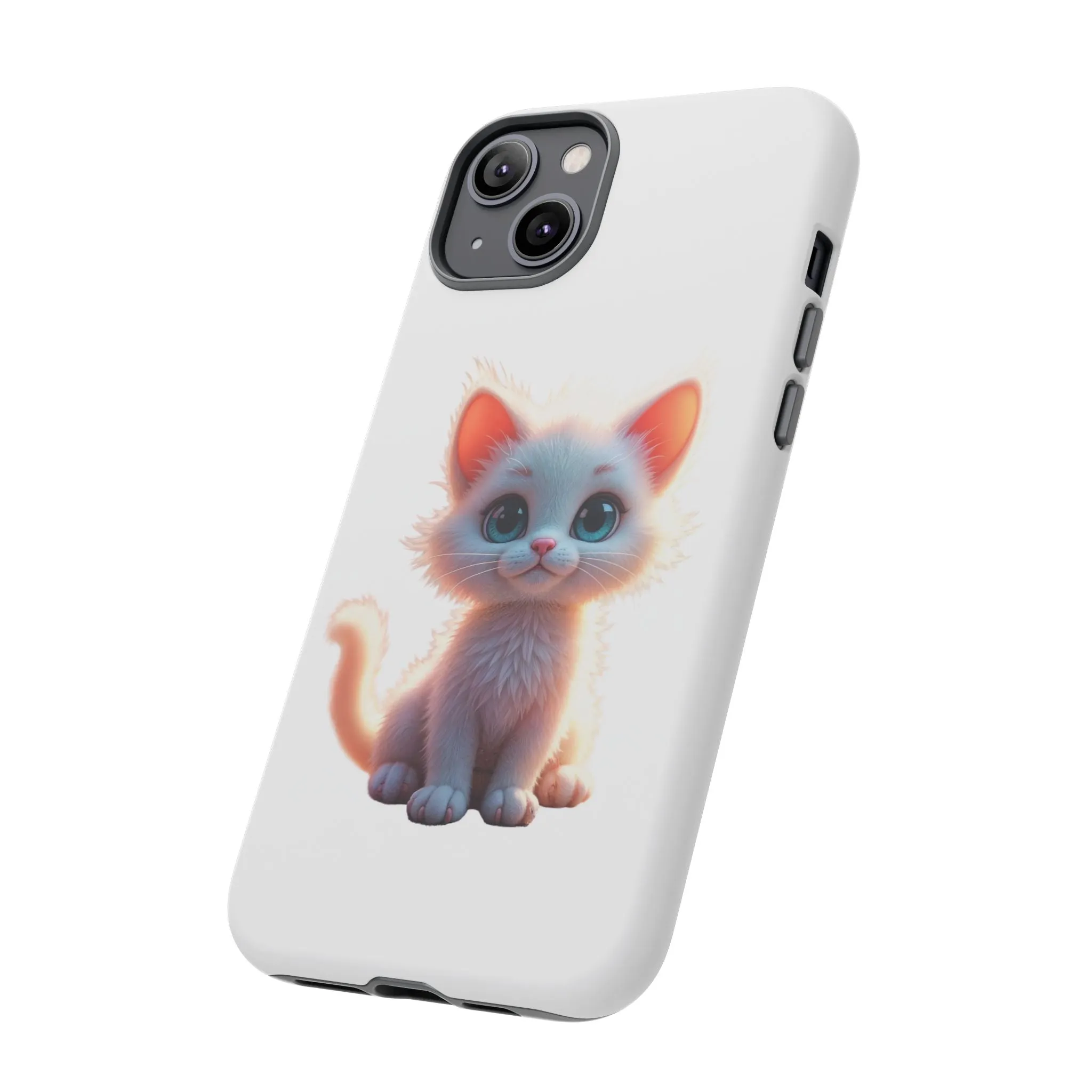 Tough Cases -  iPhone, Samsung Galaxy, and Google Pixel devices with premium-quality custom protective phone cases. A cute white kitten sitting up with blue eyes