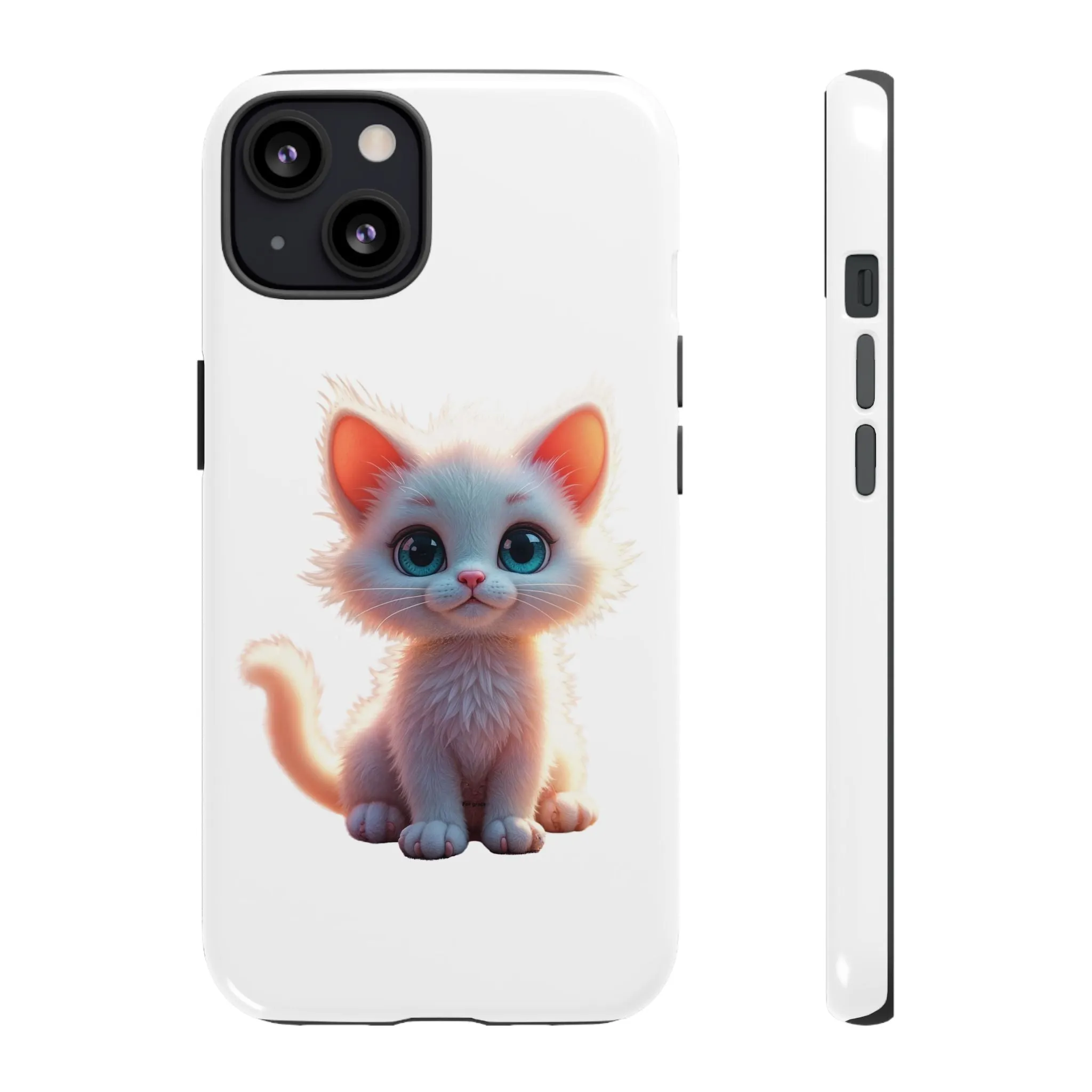 Tough Cases -  iPhone, Samsung Galaxy, and Google Pixel devices with premium-quality custom protective phone cases. A cute white kitten sitting up with blue eyes