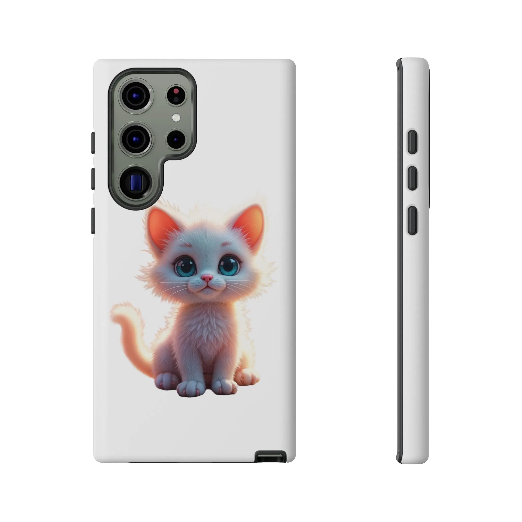 Tough Cases -  iPhone, Samsung Galaxy, and Google Pixel devices with premium-quality custom protective phone cases. A cute white kitten sitting up with blue eyes