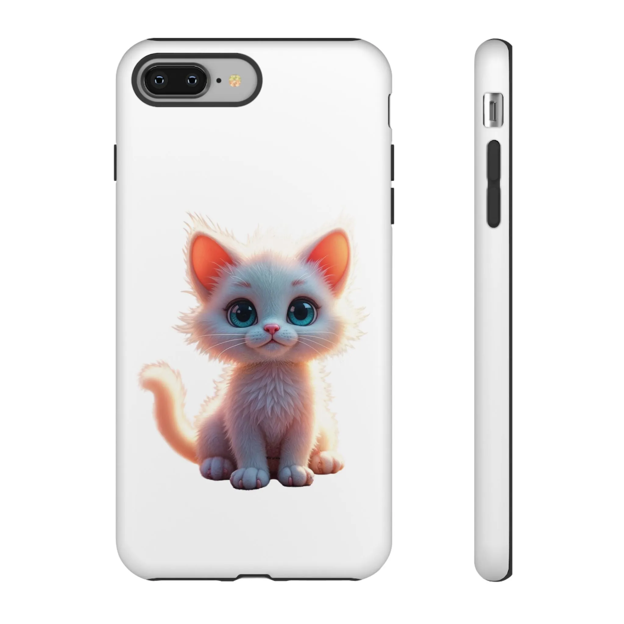Tough Cases -  iPhone, Samsung Galaxy, and Google Pixel devices with premium-quality custom protective phone cases. A cute white kitten sitting up with blue eyes