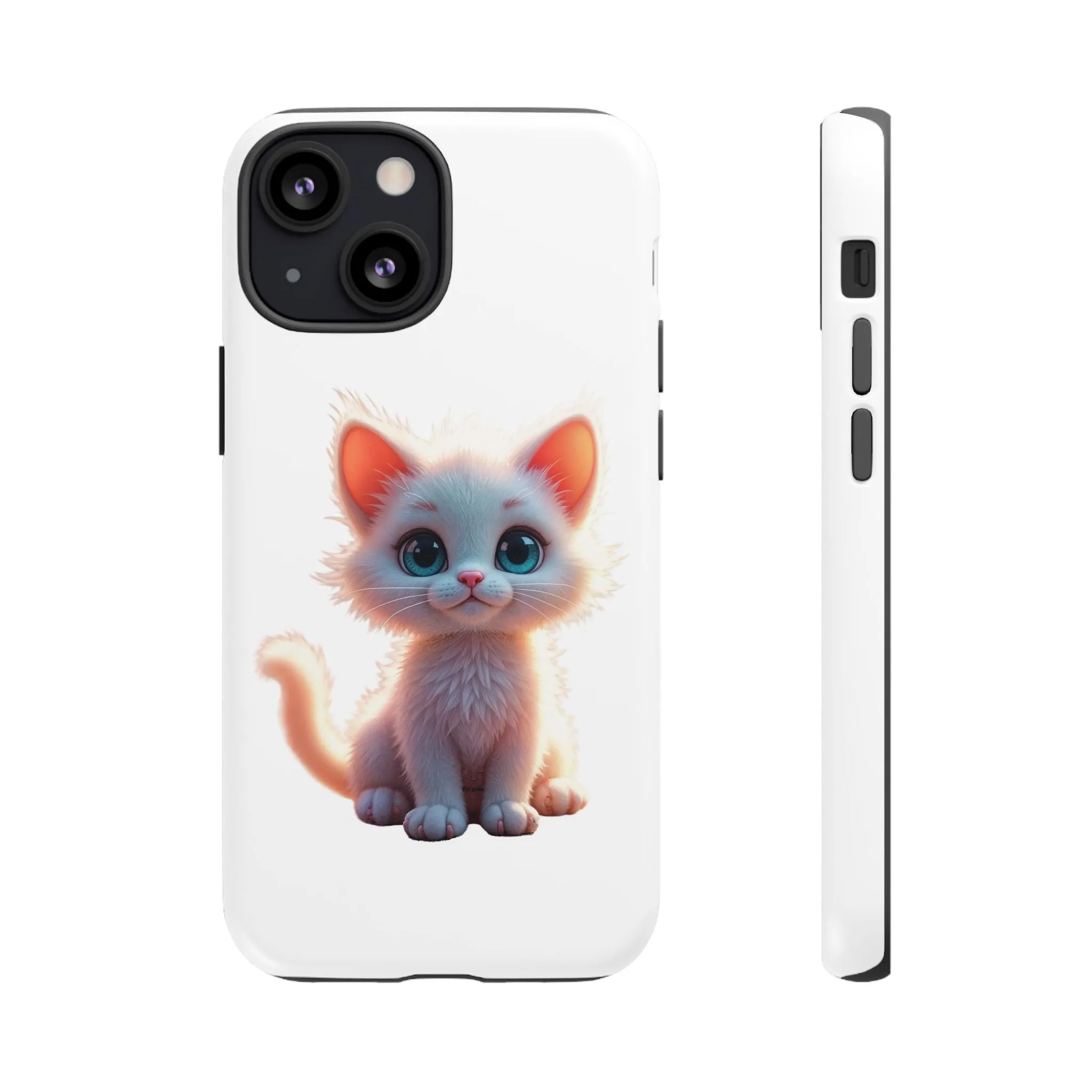 Tough Cases -  iPhone, Samsung Galaxy, and Google Pixel devices with premium-quality custom protective phone cases. A cute white kitten sitting up with blue eyes