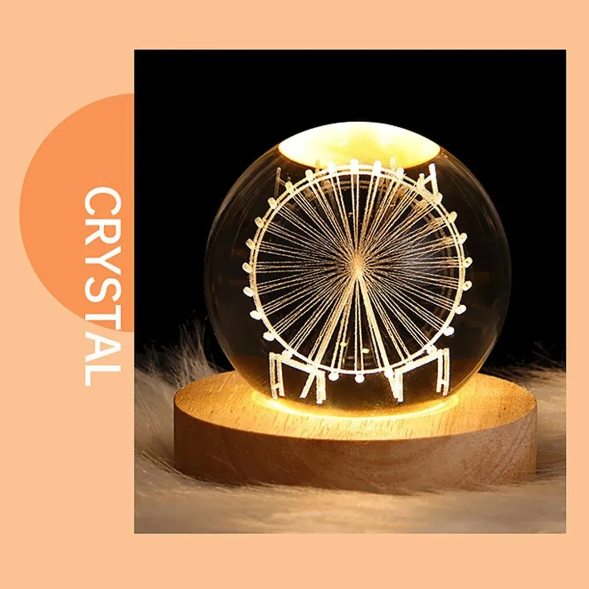 USB Galaxy Crystal Ball Night Light - 3D Moon Lamp for Kids' Room Decor