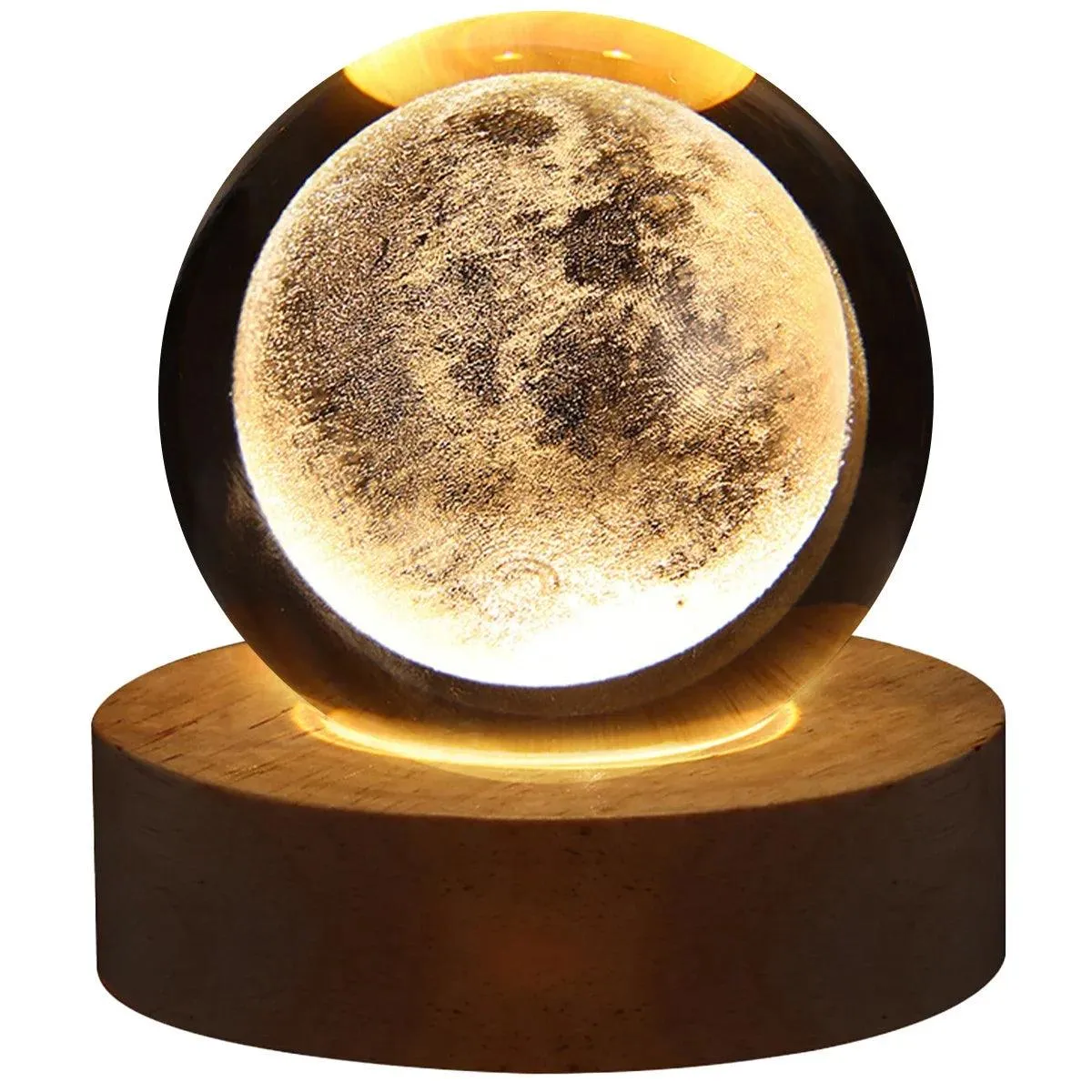 USB Galaxy Crystal Ball Night Light - 3D Moon Lamp for Kids' Room Decor