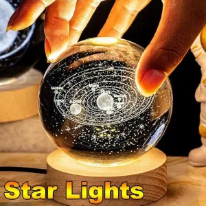 USB Galaxy Crystal Ball Night Light - 3D Moon Lamp for Kids' Room Decor