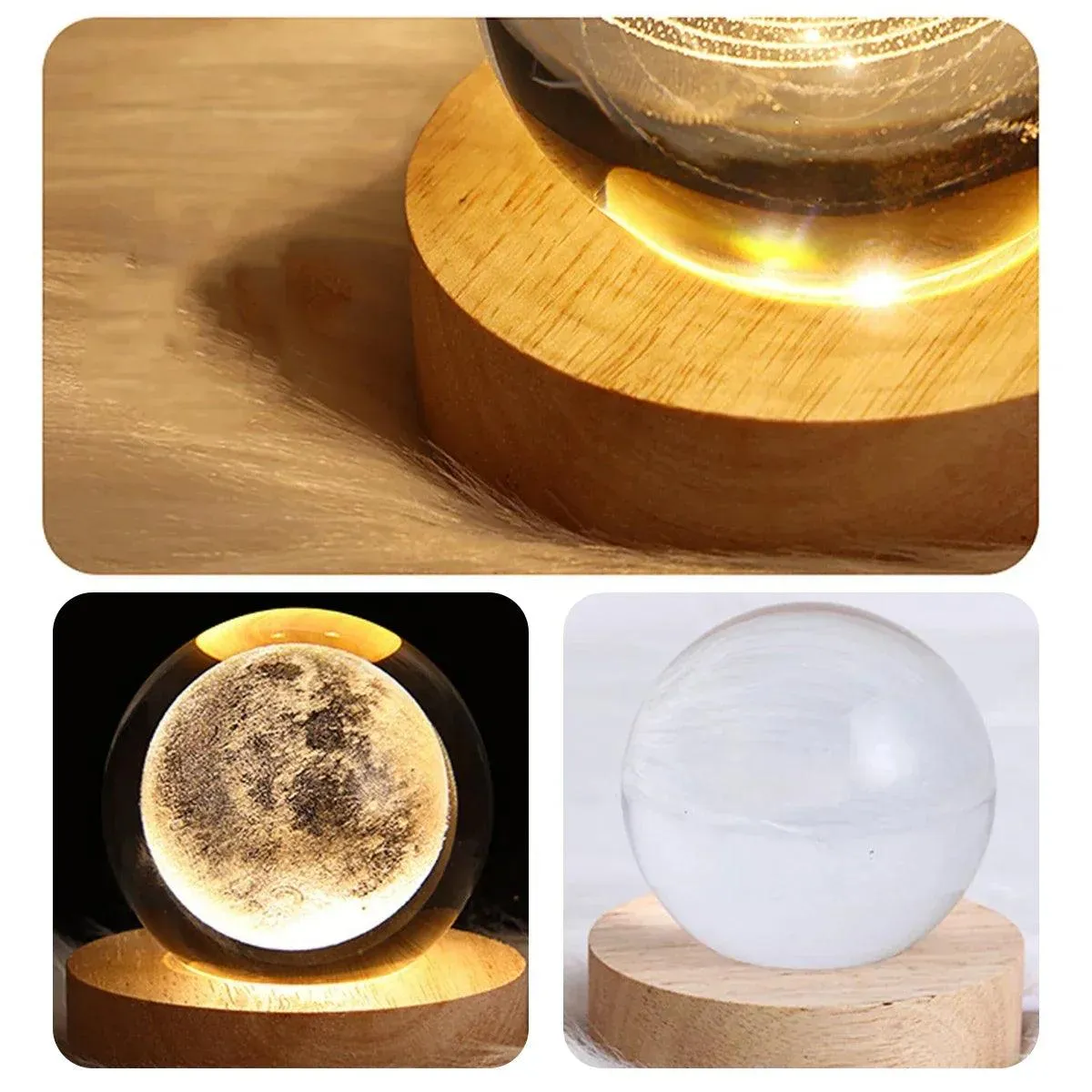 USB Galaxy Crystal Ball Night Light - 3D Moon Lamp for Kids' Room Decor