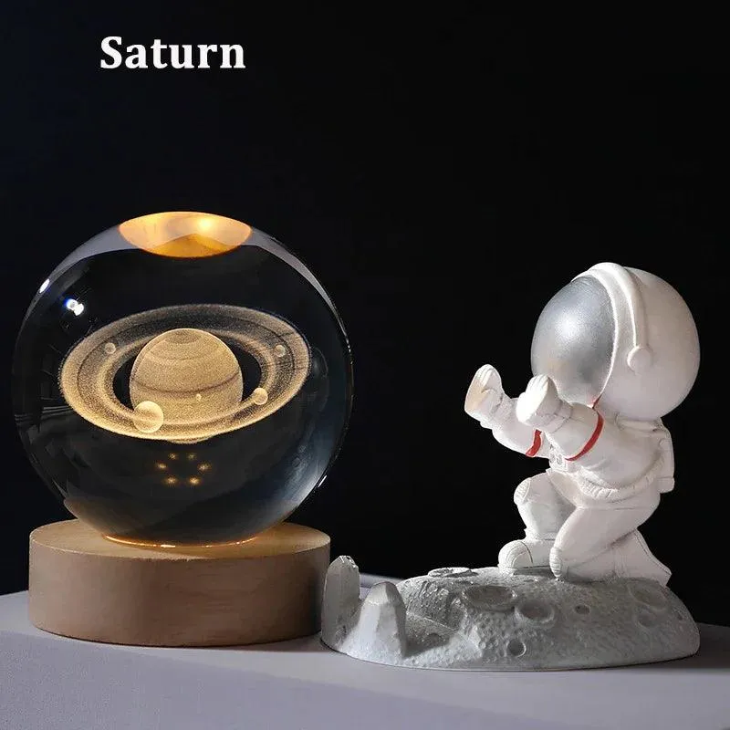 USB Galaxy Crystal Ball Night Light - 3D Moon Lamp for Kids' Room Decor