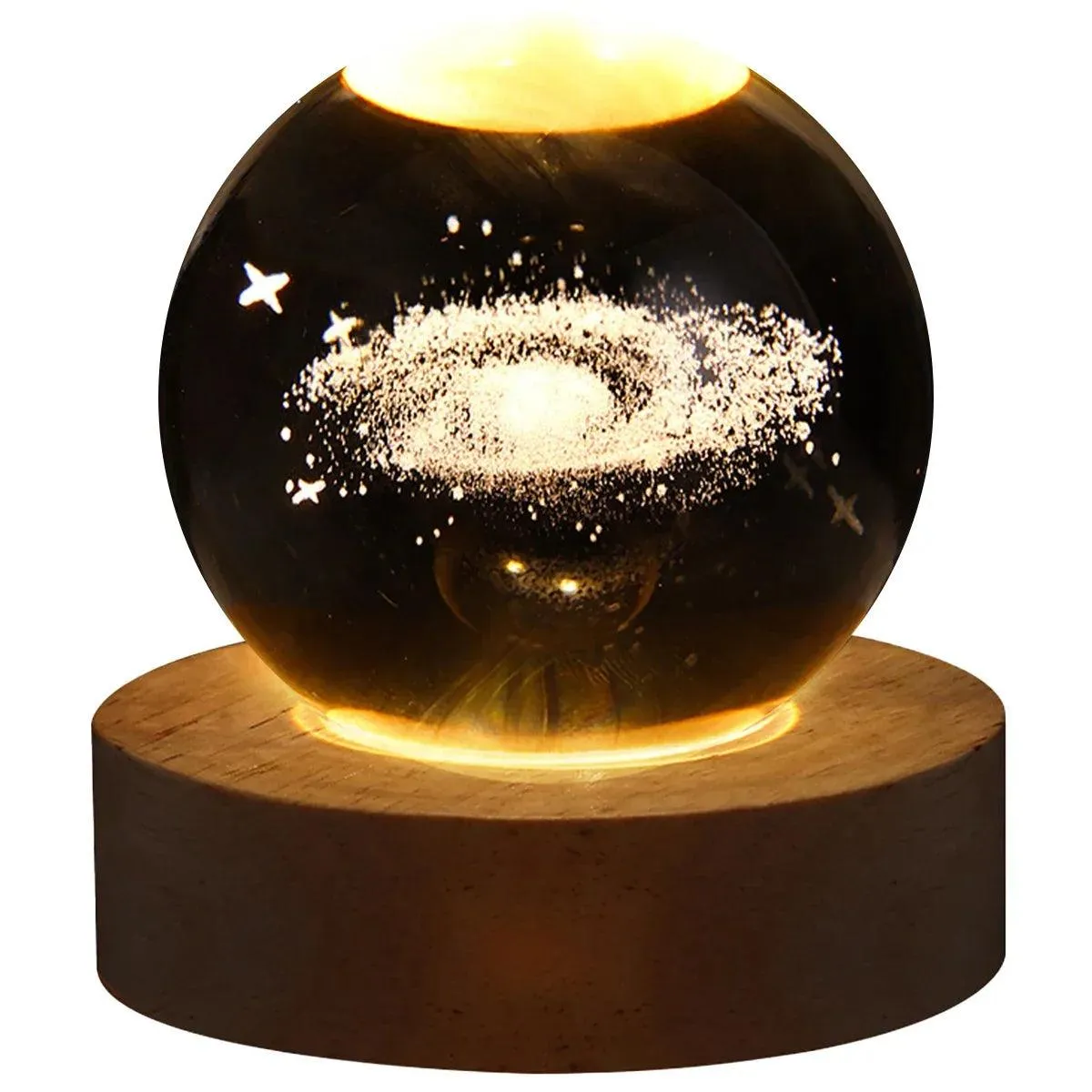 USB Galaxy Crystal Ball Night Light - 3D Moon Lamp for Kids' Room Decor