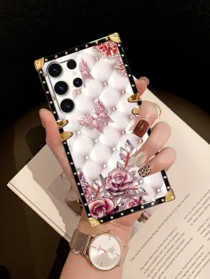 Wallet phone case|Flat Surface Geometric Sheepskin Textured Phone Case
