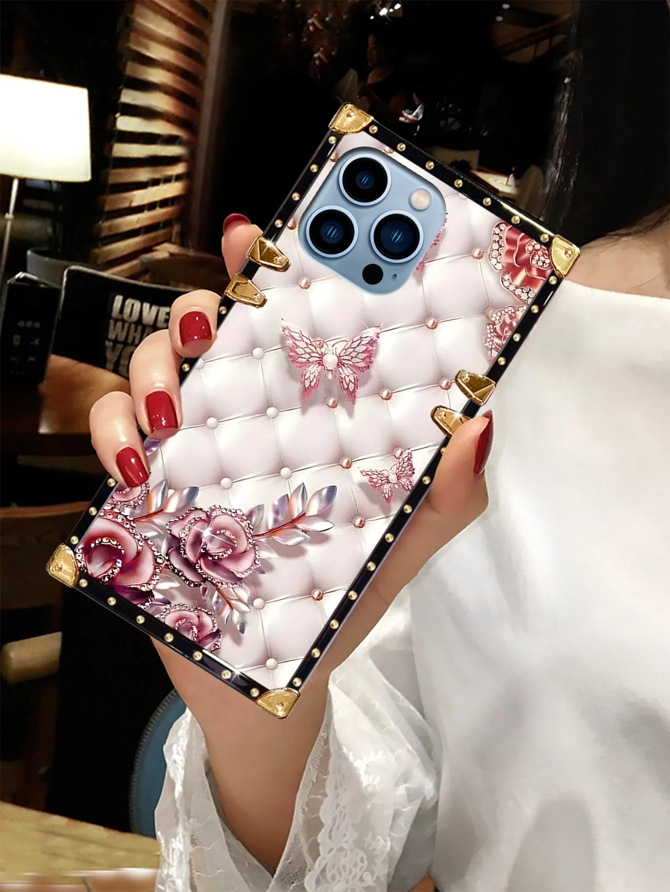 Wallet phone case|Flat Surface Geometric Sheepskin Textured Phone Case