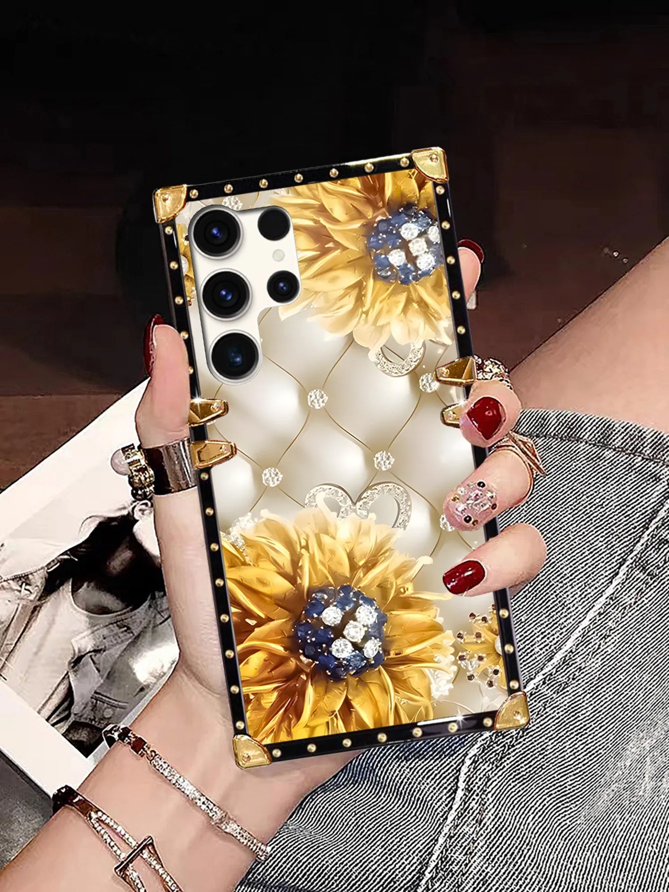 Wallet phone case|Flat Surface Geometric Sheepskin Textured Phone Case