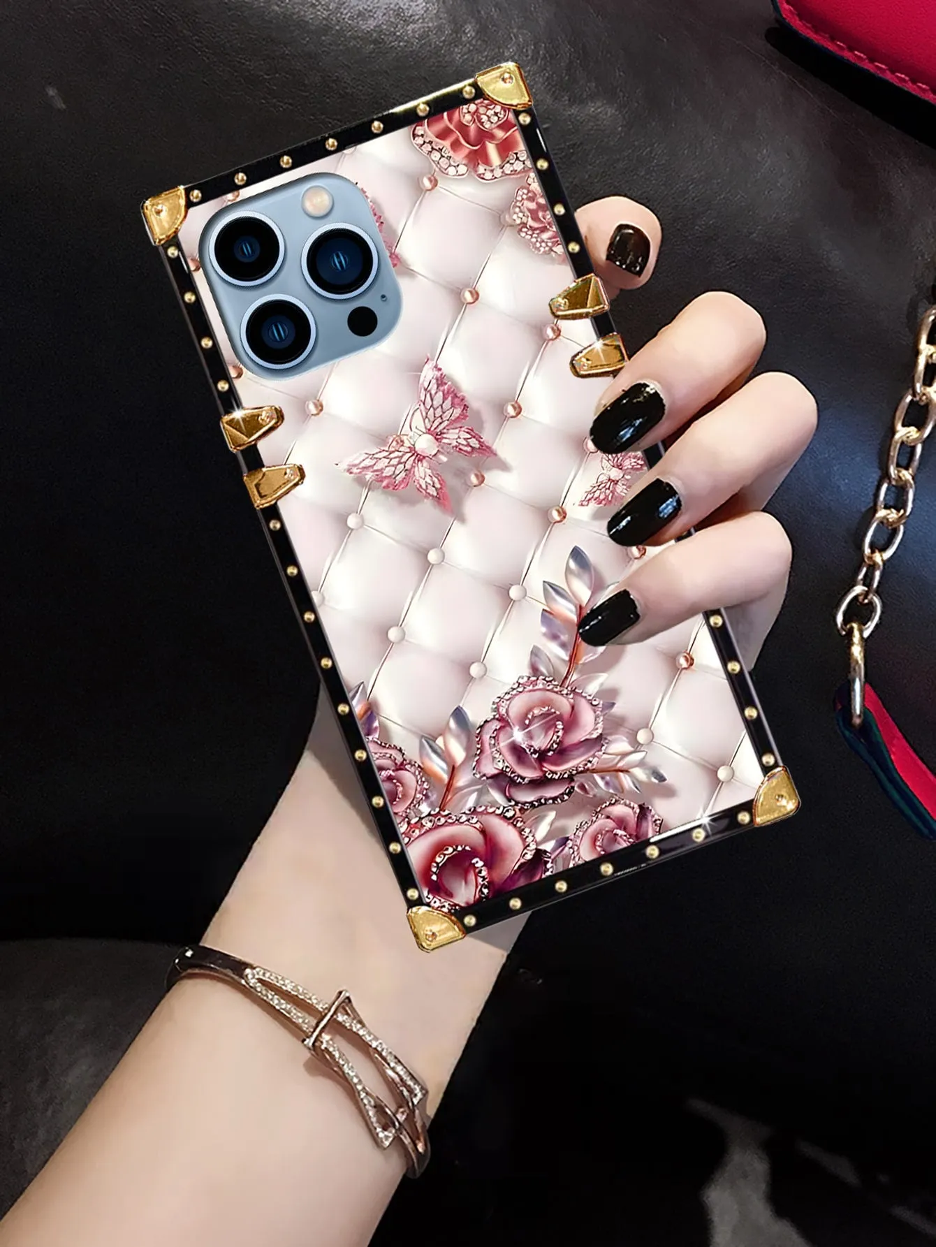 Wallet phone case|Flat Surface Geometric Sheepskin Textured Phone Case